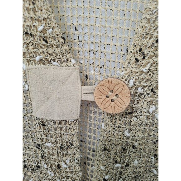 Drapers Damons Cardigan M Open Weave Beige Cork Buttons Long Sleeve - Picture 3 of 9